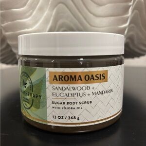 Aromatherapy aroma oasis sandalwood eucalyptus mandarin sugar body scrub